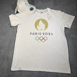 Paris 2024 Olympics Official T-Shirt & Hat Set NWT White Logo Tee Cap Licensed